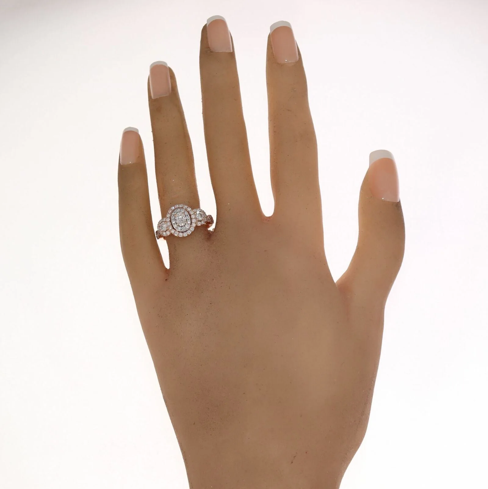 14k Rose Gold 1.75ctw Oval Diamond Halo Ring - Image 10