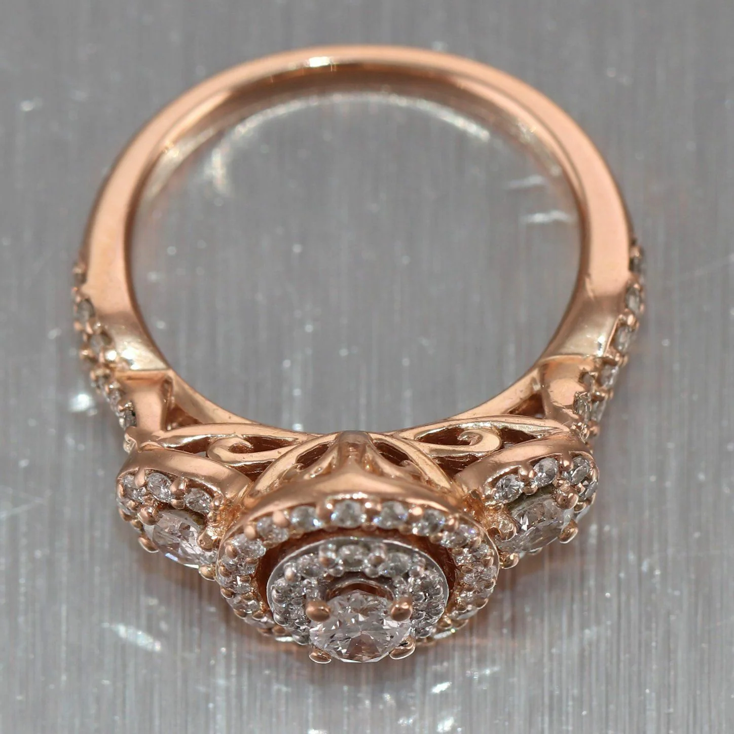 14k Rose Gold 1.75ctw Oval Diamond Halo Ring - Image 8
