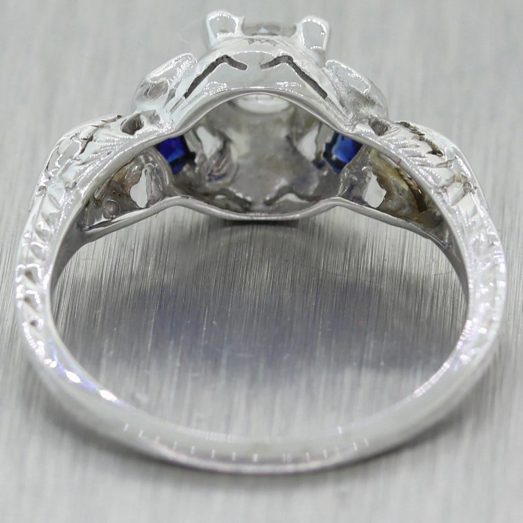 1930s Antique Art Deco 14k White Gold 0.60ctw Diamond Engagement Ring - Image 3