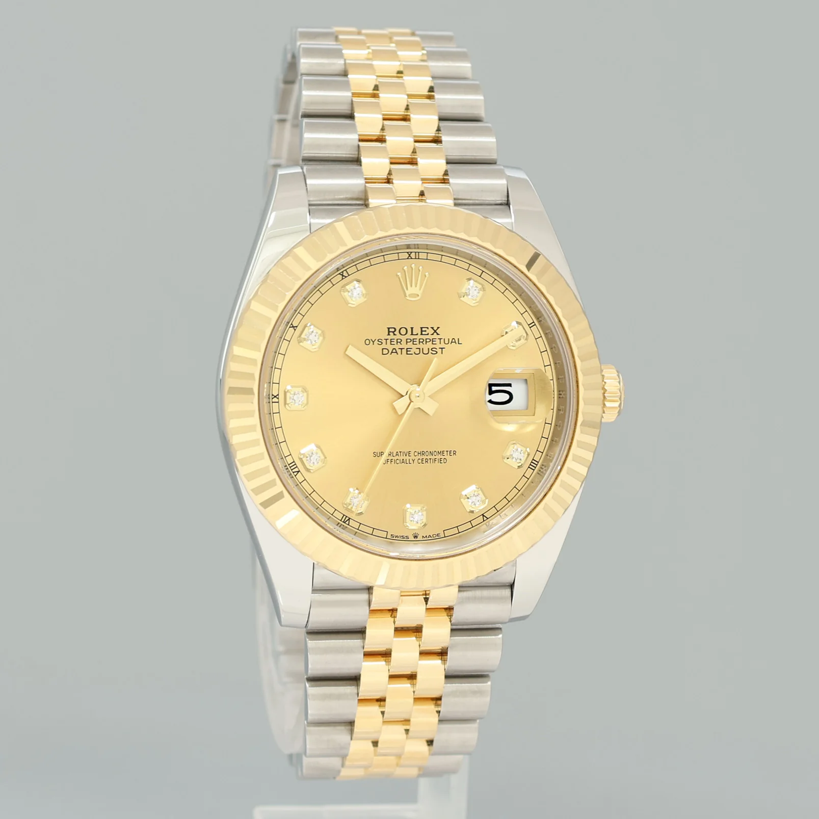 PAPERS NEW 2022 Rolex DateJust 126333 Two Tone Jubilee Champagne Diamond Watch - Image 3