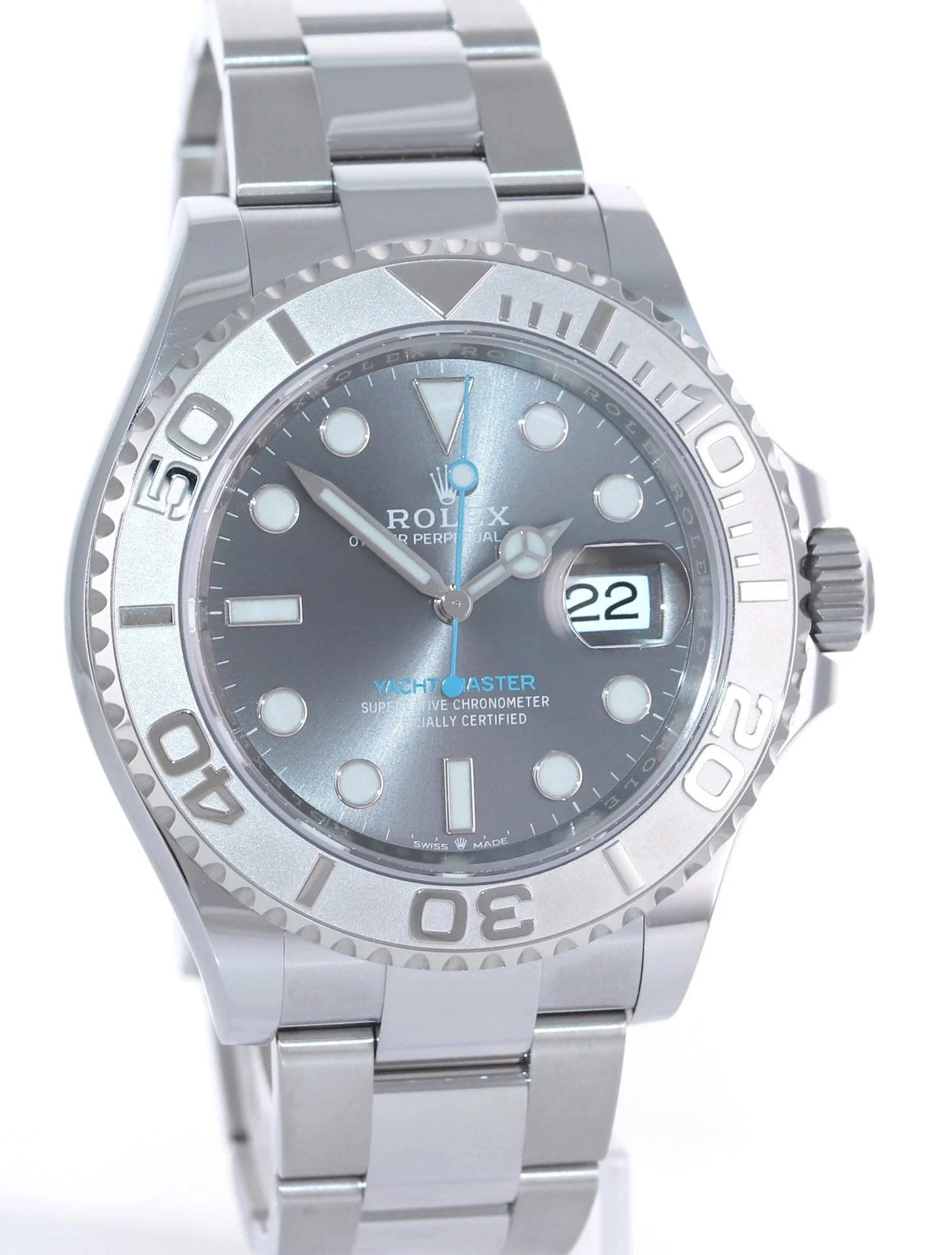 2022 NEW PAPERS Rolex 126622 Yacht-Master Steel Platinum Rhodium Blue Watch Box - Image 3