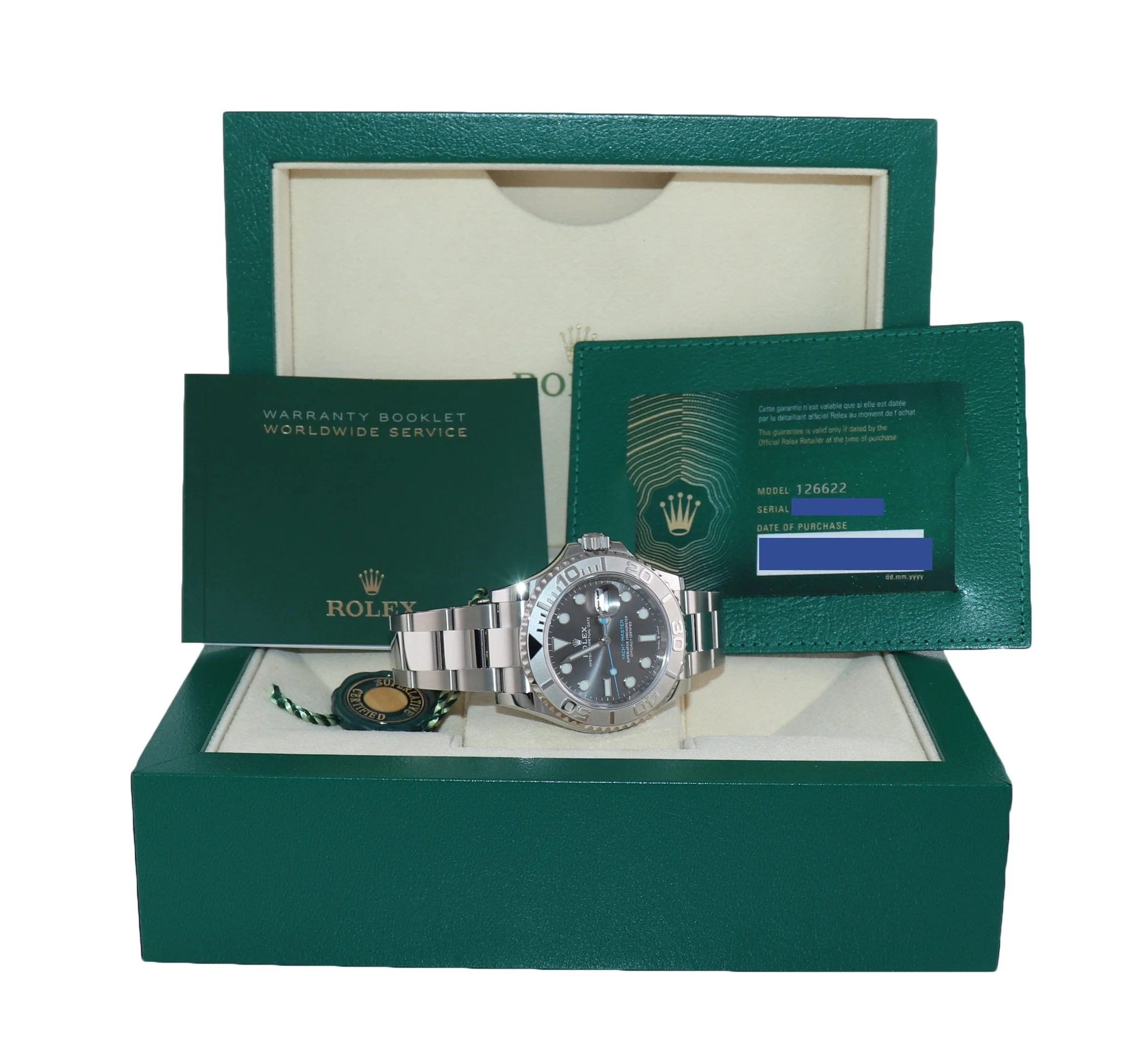 2022 NEW PAPERS Rolex 126622 Yacht-Master Steel Platinum Rhodium Blue Watch Box - Image 7