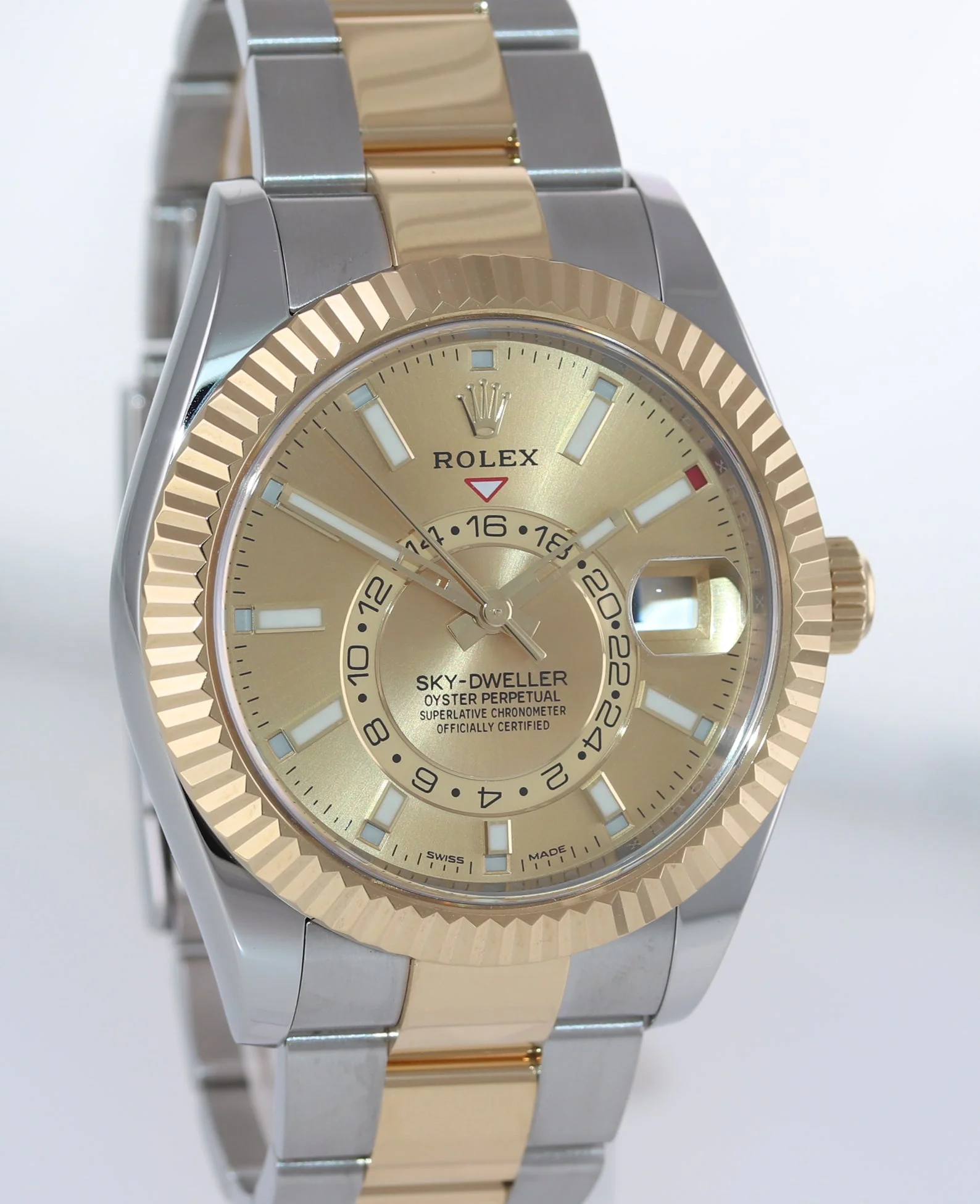 MINT 2021 Rolex Sky-Dweller 326933 Champagne Two Tone Yellow Gold Steel Watch Box - Image 3