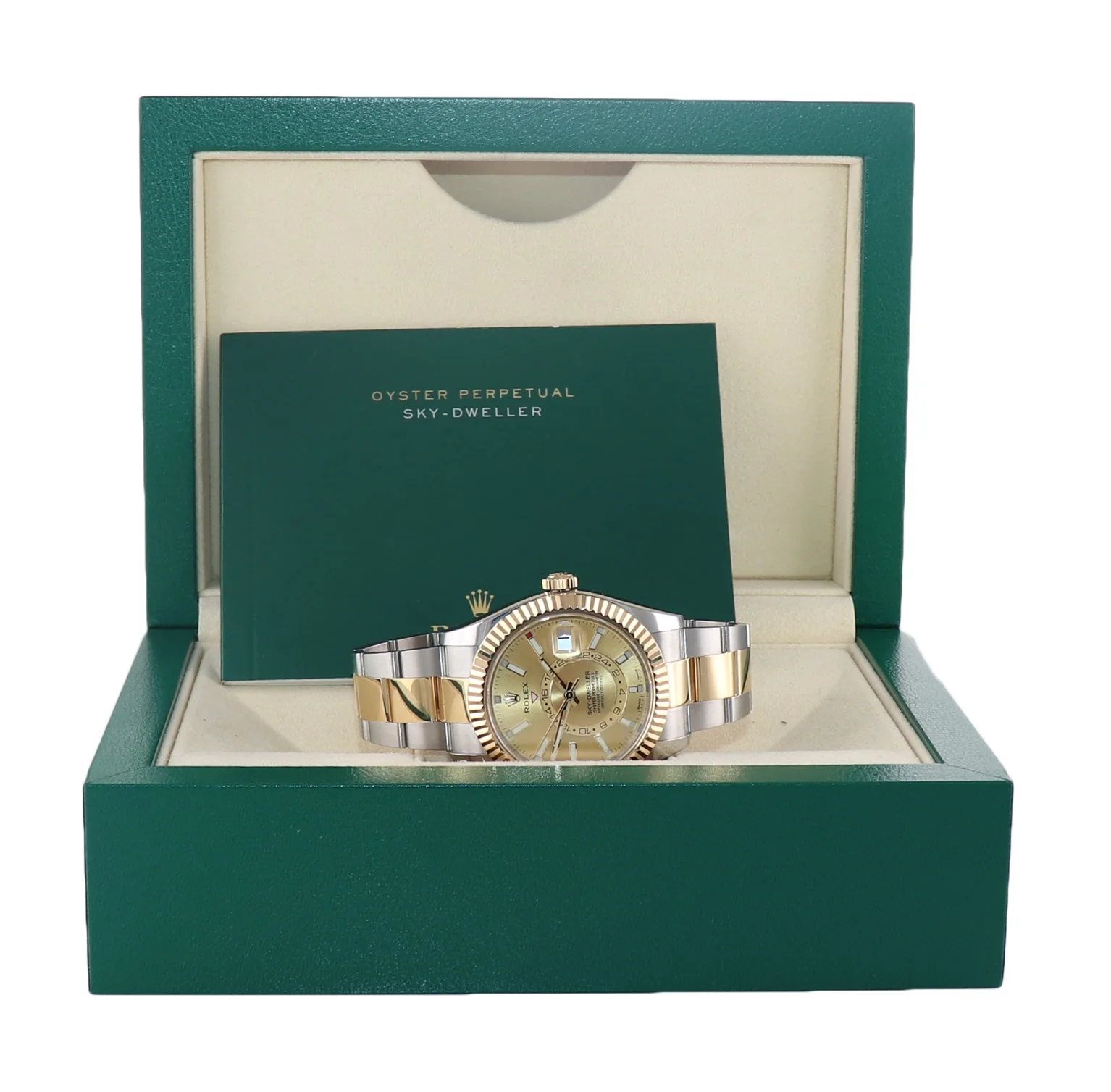 MINT 2021 Rolex Sky-Dweller 326933 Champagne Two Tone Yellow Gold Steel Watch Box - Image 7
