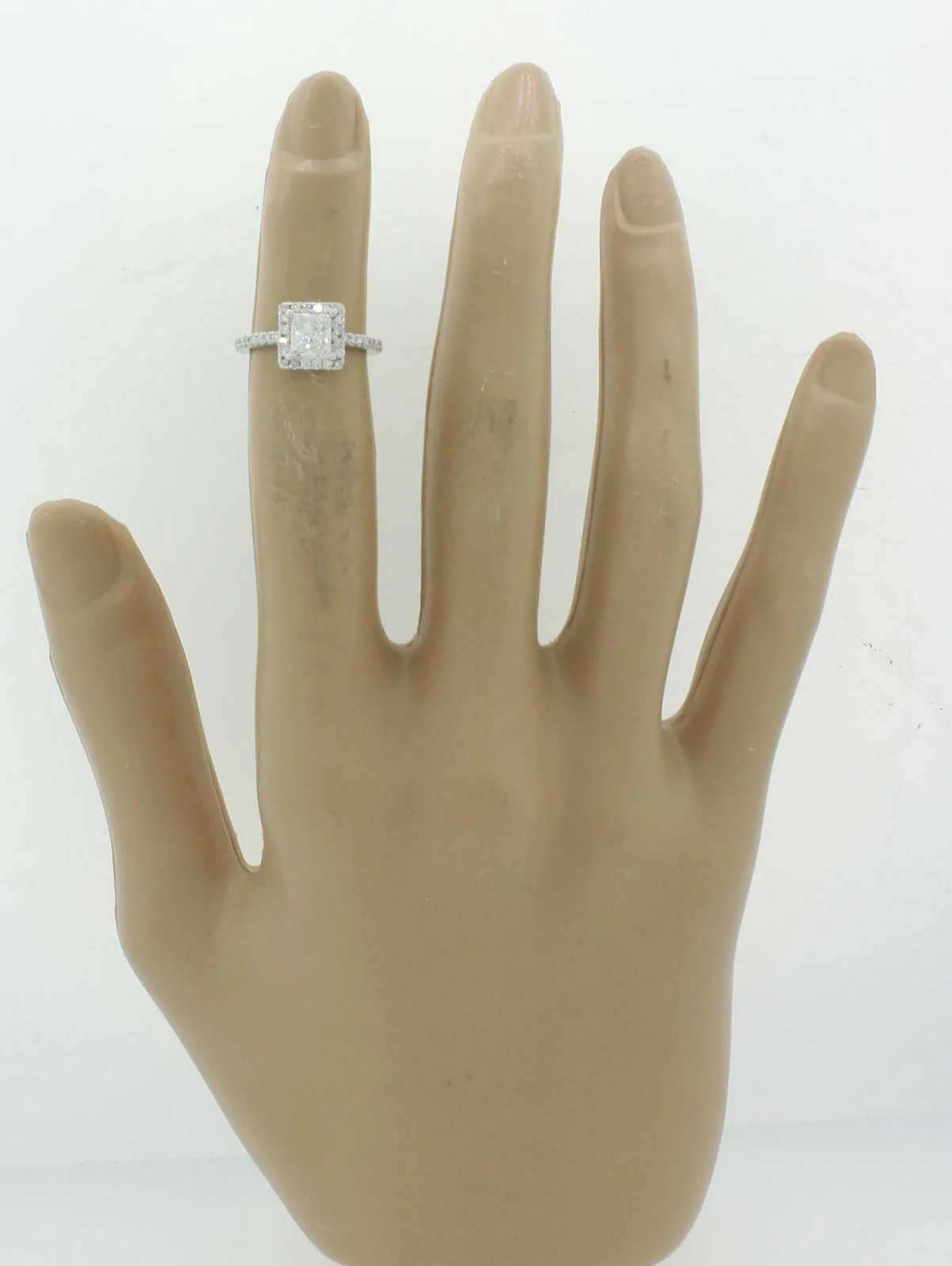 Modern 14k White Gold 1.41ctw Princess GIA Diamond Halo Engagement Ring - Image 7