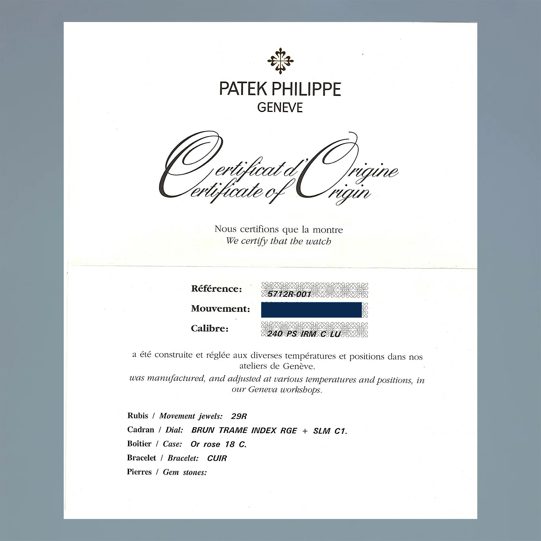 NEW PAPERS Patek Philippe Nautilus Moonphase Rose Gold 5712R Leather Watch Box - Image 7