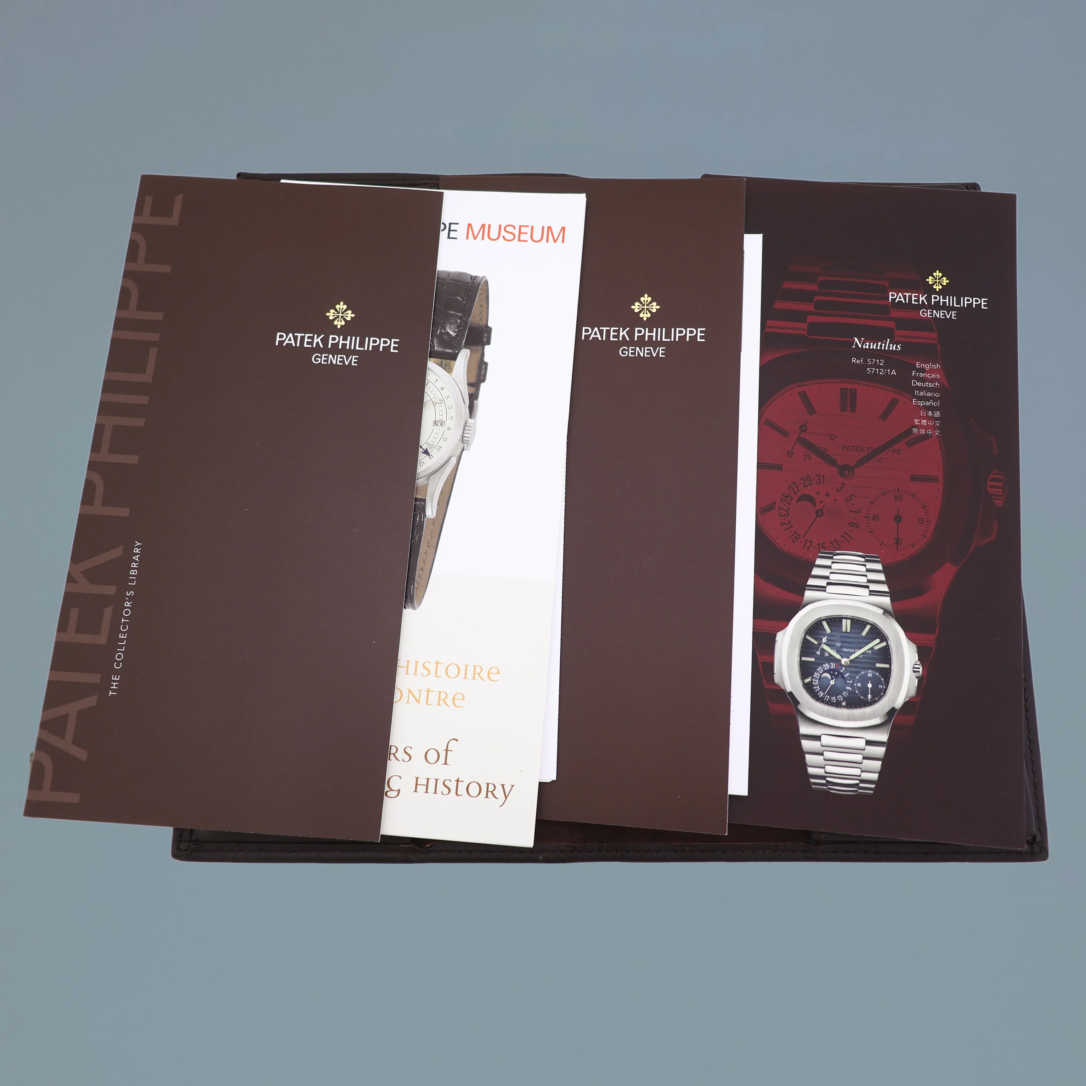 NEW PAPERS Patek Philippe Nautilus Moonphase Rose Gold 5712R Leather Watch Box - Image 8