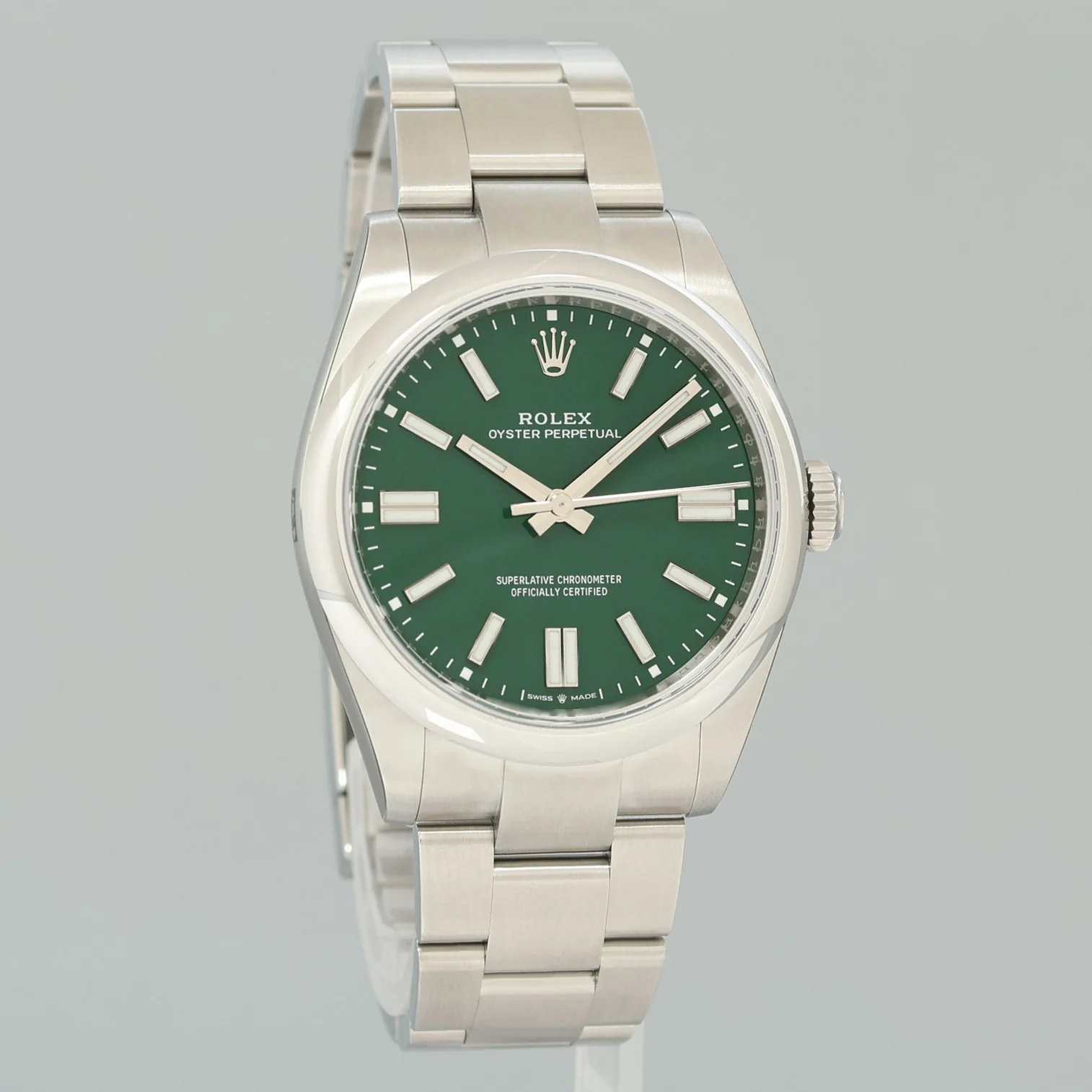 2026 NEW PAPERS 134300 Steel Rolex Oyster Perpetual 41mm Green Stick Watch Box - Image 3
