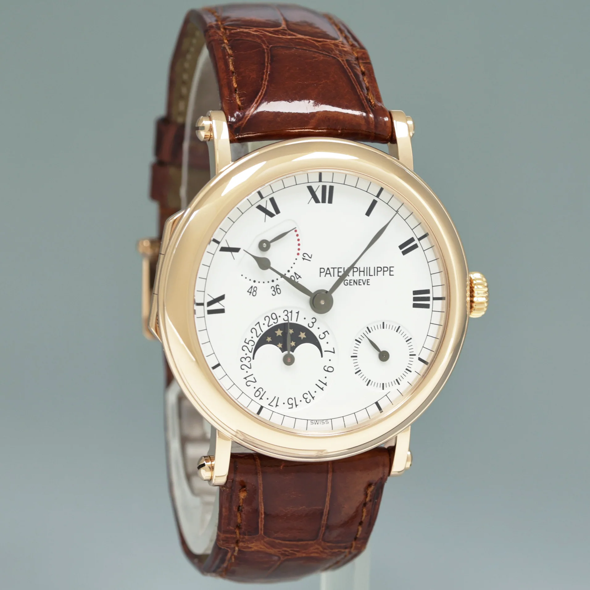 PAPERS 2026 Service Patek Philippe 5054R Rose Gold 36mm Moon Phase Leather Watch - Image 3