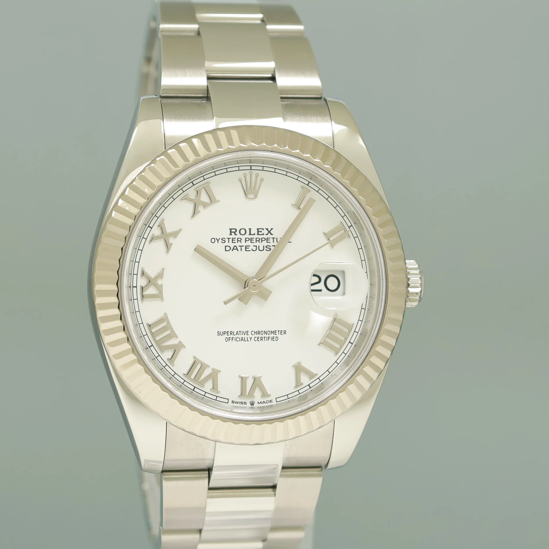PAPERS MINT Rolex DateJust 126334 White Roman Oyster White Gold Fluted 41mm Watch - Image 3