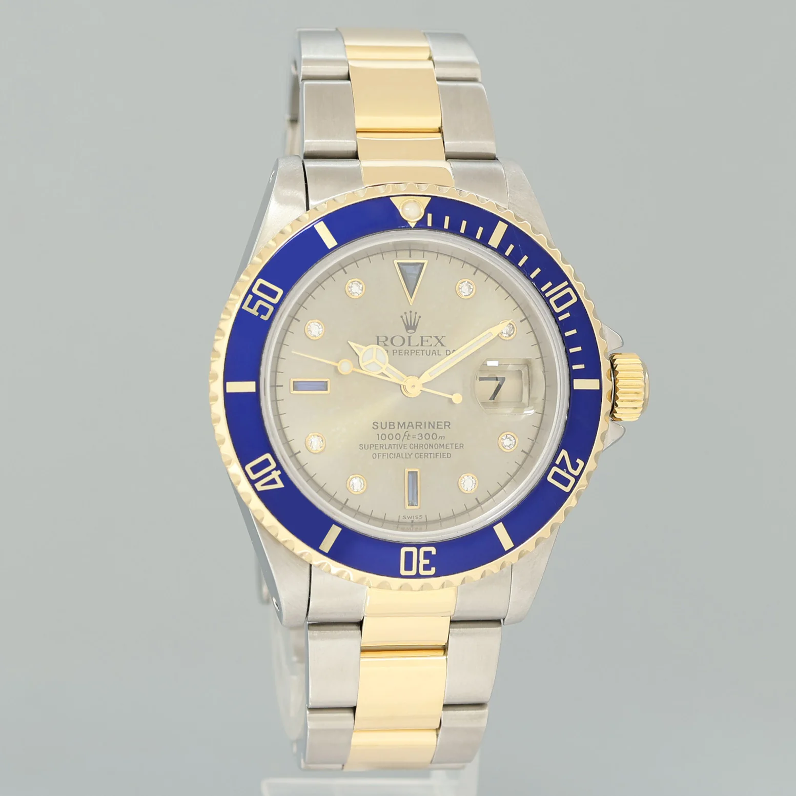 Rolex Submariner 16613 Two Tone Gold Champagne Serti Diamond Watch Box - Image 3
